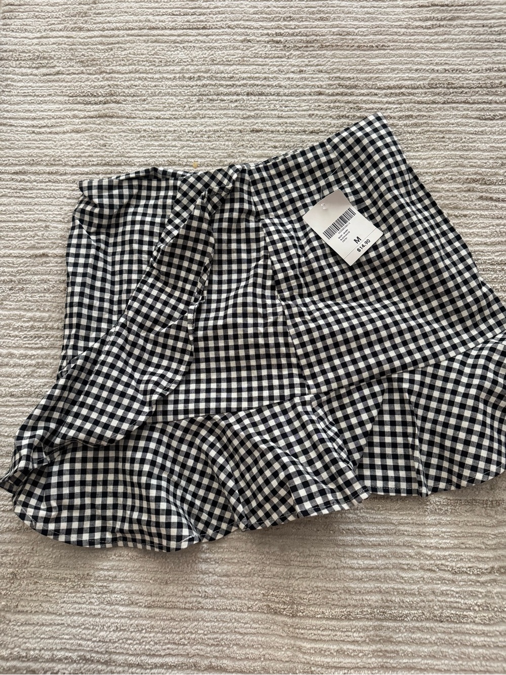 Black & White Gingham Ruffle Mini Skirt